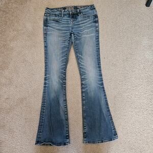 Early Y2K Buckle Black Flare Jeans 28x34